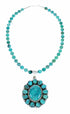Navajo Turquoise Sterling Silver Necklace Pendant Set SX10611