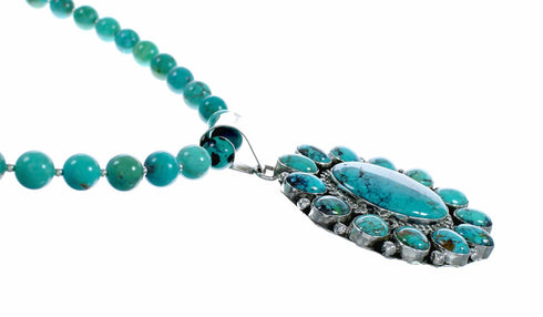 Navajo Turquoise Sterling Silver Necklace Pendant Set SX10611