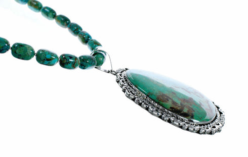 Genuine Navajo Turquoise Sterling Silver Necklace Pendant Set SX10612