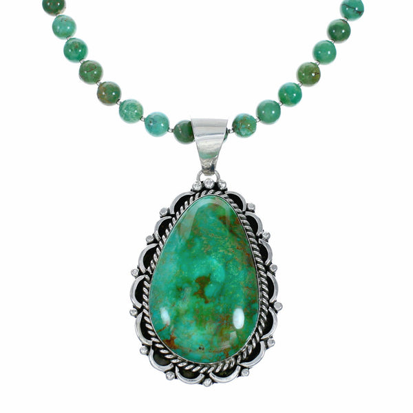 Genuine Navajo Turquoise Sterling Silver Necklace Pendant Set SX10613