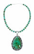 Genuine Navajo Turquoise Sterling Silver Necklace Pendant Set SX10613