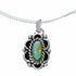 16" Italian Box Chain Necklace With Sterling Silver And Navajo Turquoise Pendant SX10629