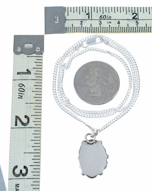 16" Italian Box Chain Necklace With Sterling Silver And Navajo Turquoise Pendant SX10629