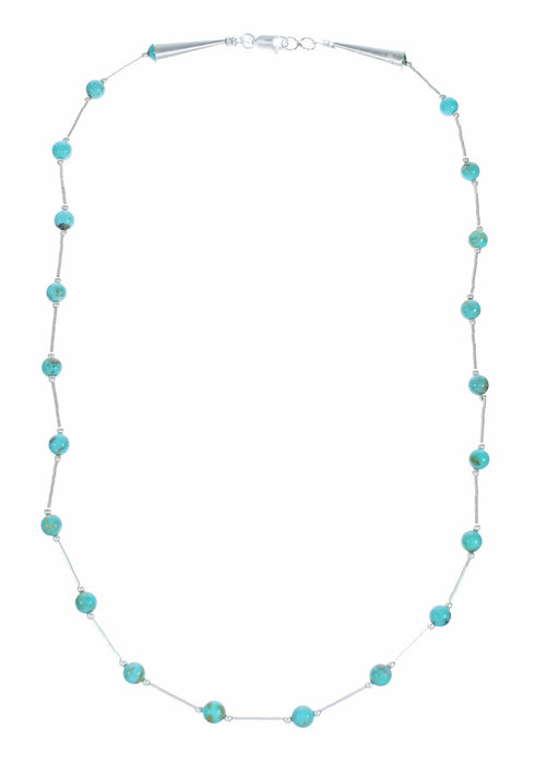 Liquid Sterling Silver Native American Turquoise Bead Necklace SX10614