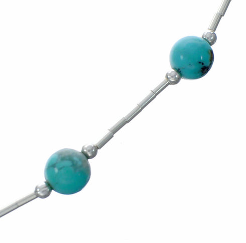 Liquid Sterling Silver Native American Turquoise Bead Necklace SX10614