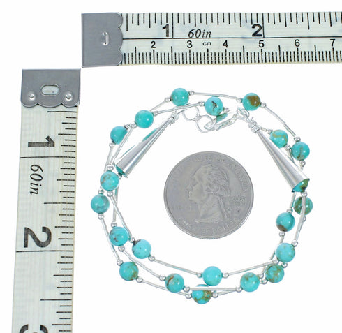 Liquid Sterling Silver Native American Turquoise Bead Necklace SX10614