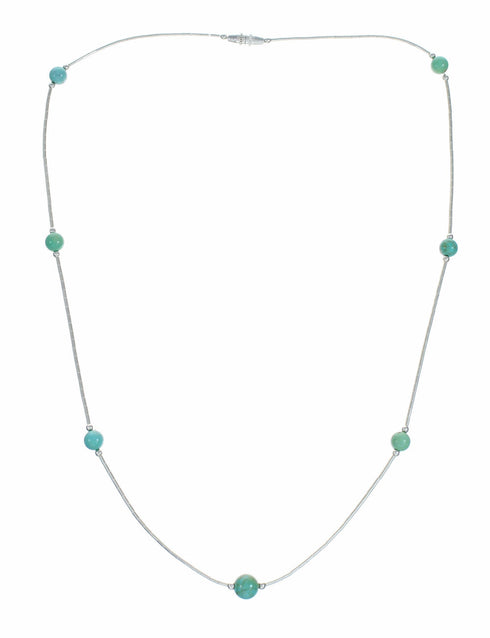 Liquid Sterling Silver Native American Turquoise Bead Necklace SX10615
