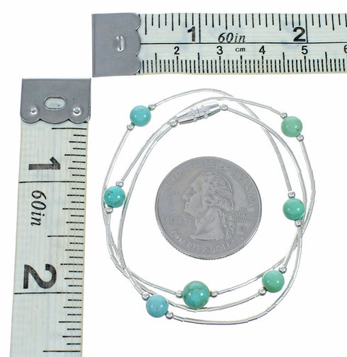 Liquid Sterling Silver Native American Turquoise Bead Necklace SX10615