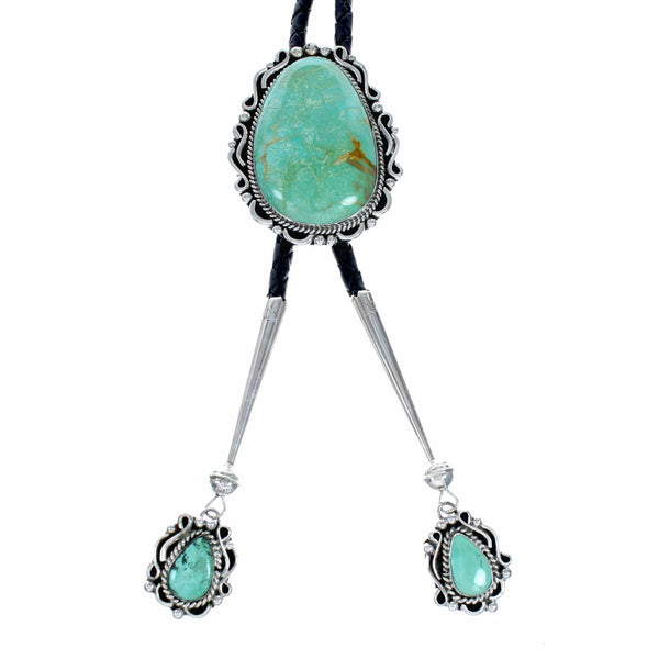 Navajo Sterling Silver American Indian Turquoise Bolo Tie SX10597