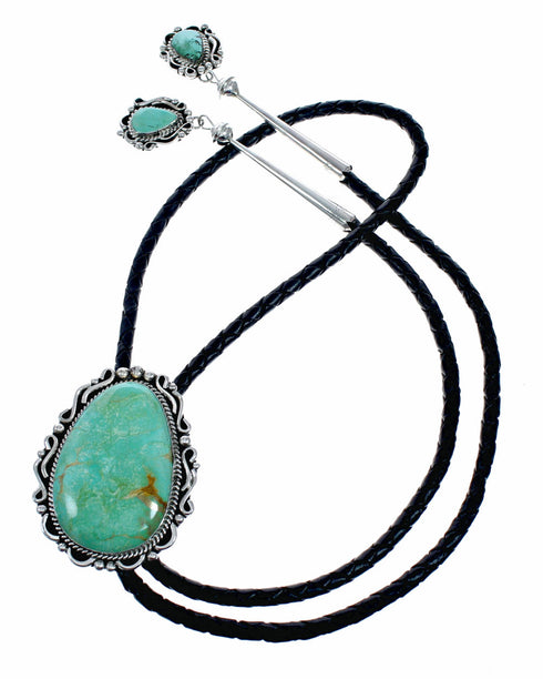 Navajo Sterling Silver American Indian Turquoise Bolo Tie SX10597