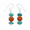 Authentic Turquoise And Coral Sterling Silver Navajo Bead Hook Dangle Earrings SX10622