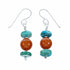 Authentic Turquoise And Coral Sterling Silver Navajo Bead Hook Dangle Earrings SX10622