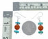 Authentic Turquoise And Coral Sterling Silver Navajo Bead Hook Dangle Earrings SX10622