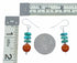 Navajo Turquoise And Coral Sterling Silver Bead Hook Dangle Earrings SX10623