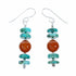 Navajo Turquoise And Coral Sterling Silver Bead Hook Dangle Earrings SX10624