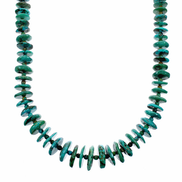 Navajo Sterling Silver Turquoise Bead Necklace SX10632