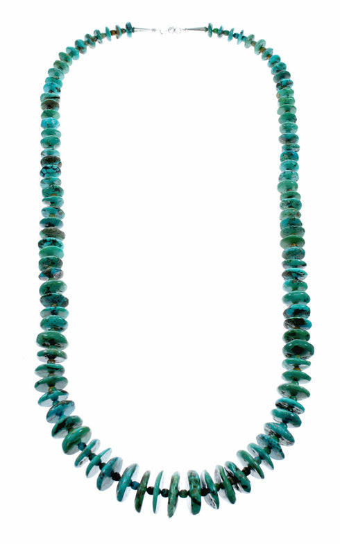 Navajo Sterling Silver Turquoise Bead Necklace SX10632