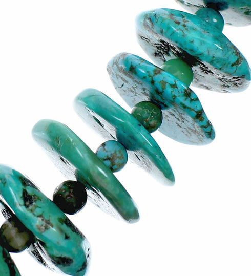 Navajo Sterling Silver Turquoise Bead Necklace SX10632