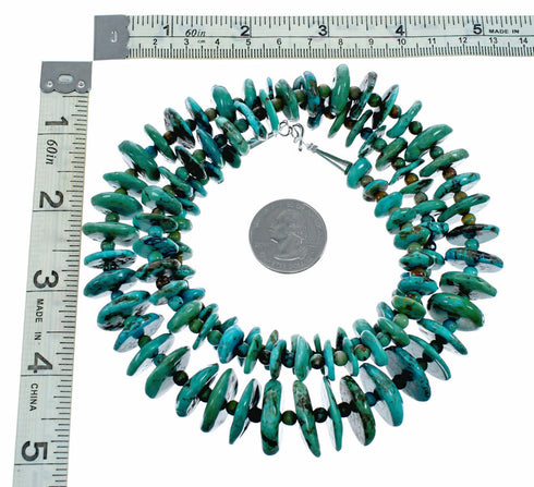 Navajo Sterling Silver Turquoise Bead Necklace SX10632