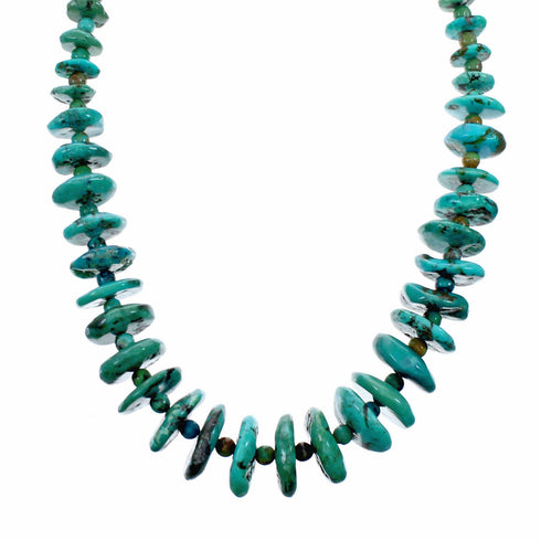 Navajo Sterling Silver Turquoise Bead Necklace SX10633