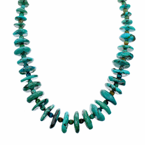 Navajo Sterling Silver Turquoise Bead Necklace SX10633