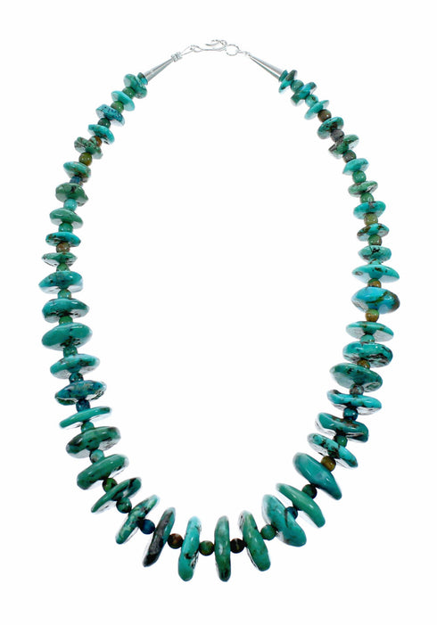 Navajo Sterling Silver Turquoise Bead Necklace SX10633