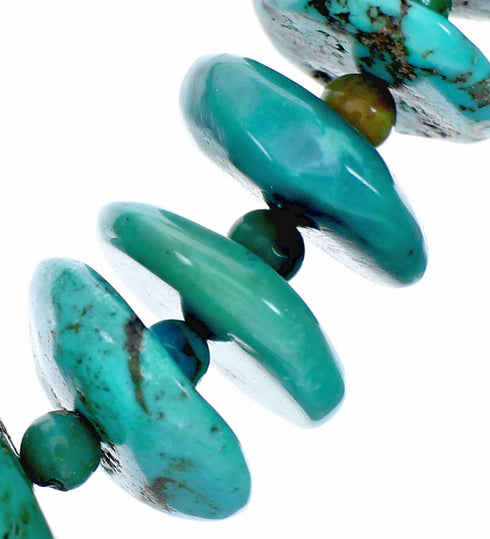 Navajo Sterling Silver Turquoise Bead Necklace SX10633