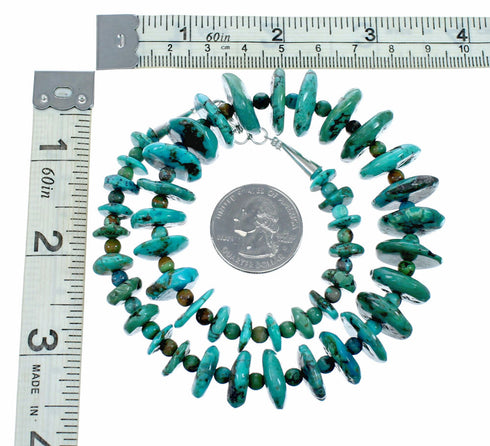 Navajo Sterling Silver Turquoise Bead Necklace SX10633