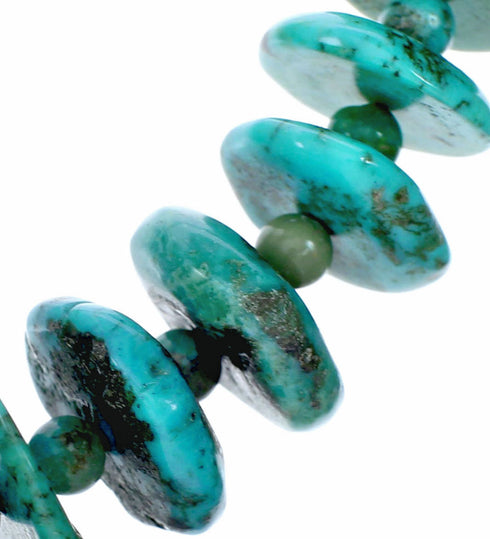 Genuine Native American Navajo Sterling Silver Turquoise Bead Necklace SX10634