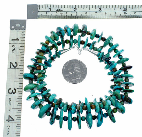 Genuine Native American Navajo Sterling Silver Turquoise Bead Necklace SX10634