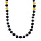 Silver Onyx And Amber Navajo Bead Necklace SX10637