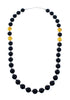 Silver Onyx And Amber Navajo Bead Necklace SX10637