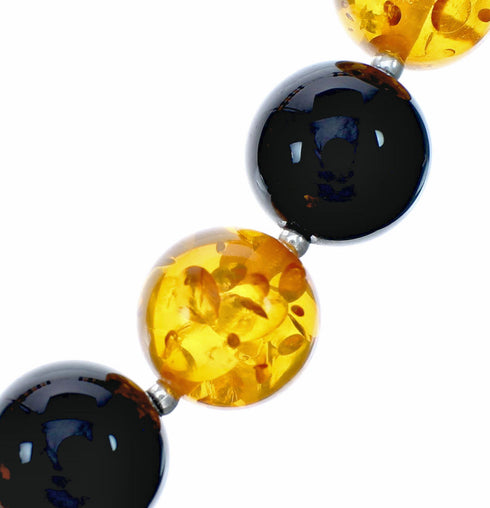 Silver Onyx And Amber Navajo Bead Necklace SX10638