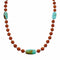 Turquoise Coral Sterling Silver Native American Bead Necklace SX10642