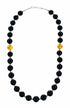 Silver Onyx And Amber Navajo Bead Necklace SX10646