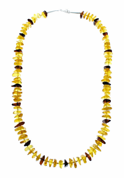 Amber Sterling Silver Native American Bead Necklace SX10644