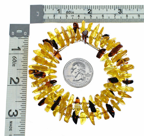 Amber Sterling Silver Native American Bead Necklace SX10644