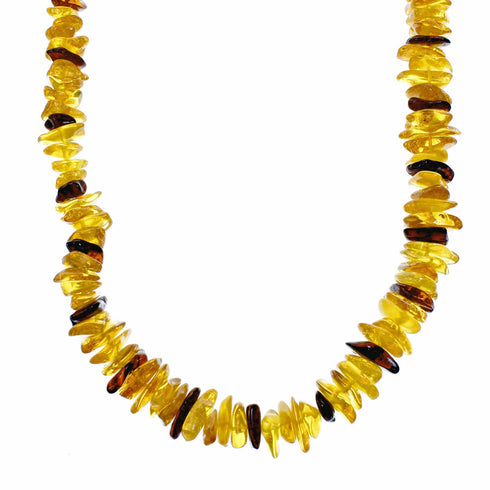Amber Sterling Silver Native American Bead Necklace SX10645