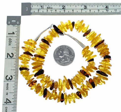 Amber Sterling Silver Native American Bead Necklace SX10645