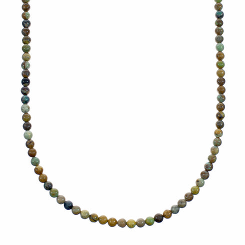 Sterling Silver American Indian Jasper Agate Bead Necklace SX10639