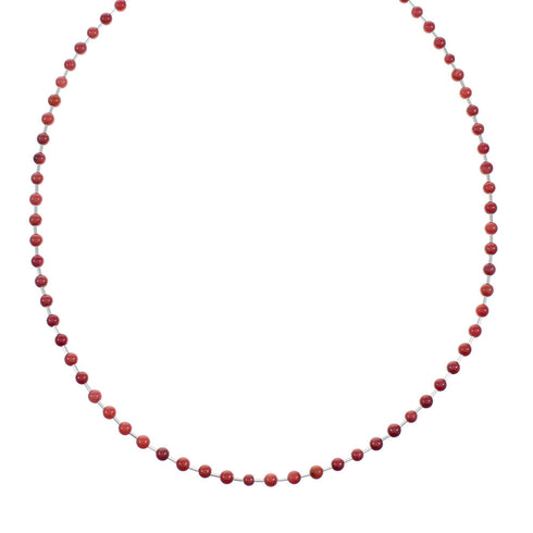 Native American Coral Hand Strung Liquid Silver Necklace SX10685