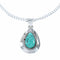Sterling Silver Turquoise Navajo Tear Drop Pendant 16" Italian Curb Chain Necklace Set SX10650