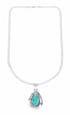 Sterling Silver Turquoise Navajo Tear Drop Pendant 16" Italian Curb Chain Necklace Set SX10650