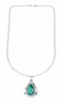 Sterling Silver Turquoise Navajo Tear Drop Pendant 16" Italian Curb Chain Necklace Set SX10651