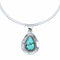 Turquoise Navajo Tear Drop Pendant Sterling Silver 16" Italian Curb Chain Necklace Set SX10652