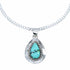 Turquoise Navajo Tear Drop Pendant Sterling Silver 16" Italian Curb Chain Necklace Set SX10652