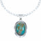 Navajo Turquoise Pendant Sterling Silver 16" Italian Mariner Chain Necklace Set SX10654