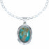 Navajo Turquoise Pendant Sterling Silver 16" Italian Mariner Chain Necklace Set SX10654