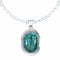 Navajo Turquoise Pendant Sterling Silver 16" Italian Mariner Chain Necklace Set SX10655