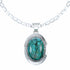 Navajo Turquoise Pendant Sterling Silver 16" Italian Mariner Chain Necklace Set SX10655